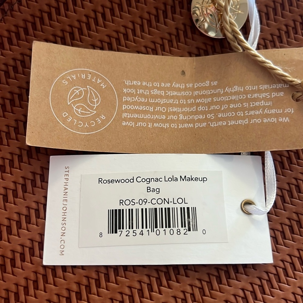 Stephanie Johnson Rosewood Cognac Lola woven make-up bag/recycled material-NWT - Picture 14 of 16